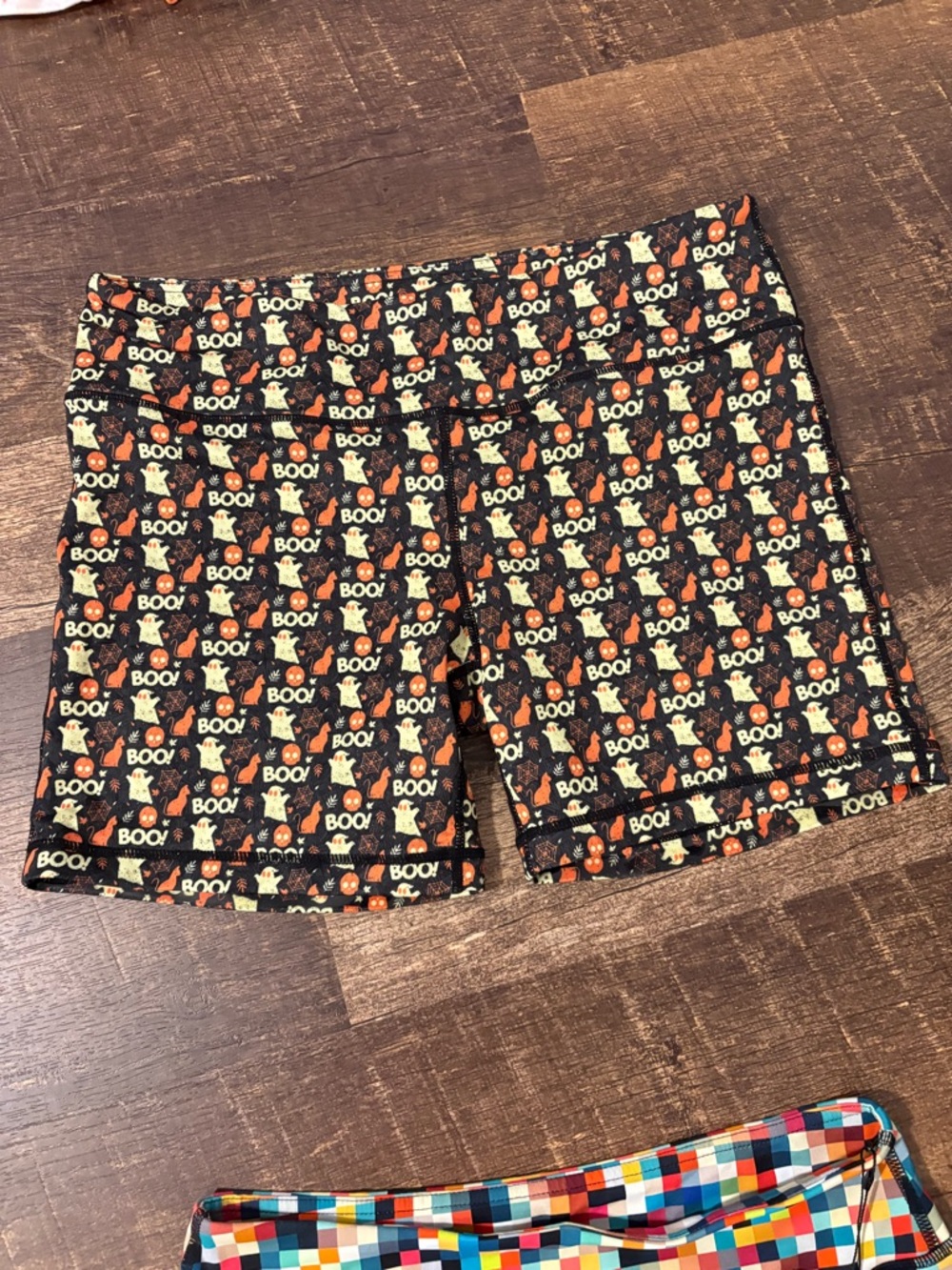 Women’s Black Halloween-Print Athletic Shorts